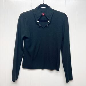 Contact New York Ribbed Pullover Long Sleeve Black Sweater Girls Size XL